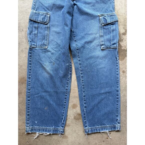 Vintage 90s Baggy Old Navy Blue Jeans Size 34x32 Cargo Denim - Picture 7 of 8